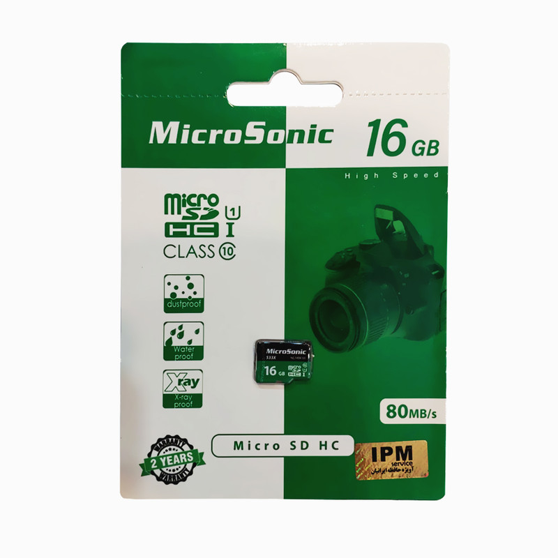 کارت حافظه microSDXC میکروسونیک مدل HC کلاس 10 استاندارد UHS-I U1 سرعت 80MBps ظرفیت 16 گیگابایت