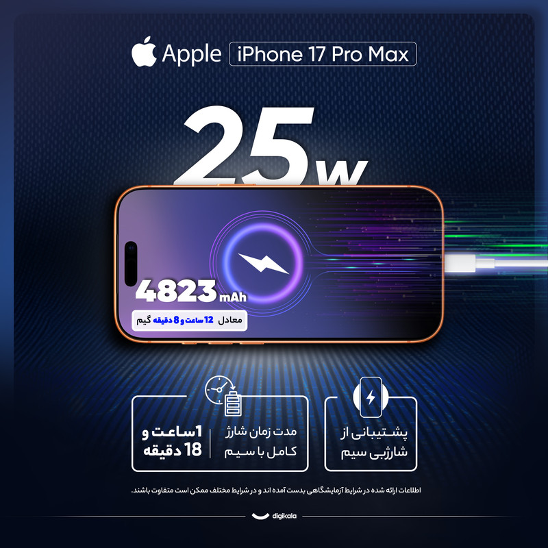 گوشی موبایل اپل مدل iPhone 17 Pro Max ZAA تک سیم کارت + eSim ظرفیت 512 گیگابایت و رم 12 گیگابایت - نات اکتیو