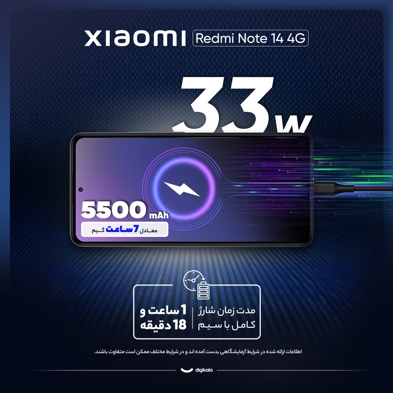 گوشی موبایل شیائومی مدل Redmi Note 14 4G دو سیم کارت ظرفیت 256 گیگابایت و رم 8 گیگابایت - پک اندونزی رام گلوبال