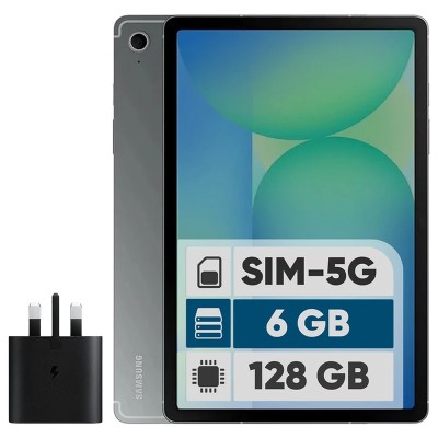 تبلت 10.9 اینچ سامسونگ مدل Galaxy Tab S10 Lite 5G با ظرفیت 128 گیگابایت و رم 6 گیگابایت، قابلیت پشتیبانی از سیم‌ کارت، رزولوشن دوربین اصلی 8 مگاپیکسل، پشتیبانی از قلم، به همراه شارژر دیواری 25 وات سامسونگ مدل EP-TA800
